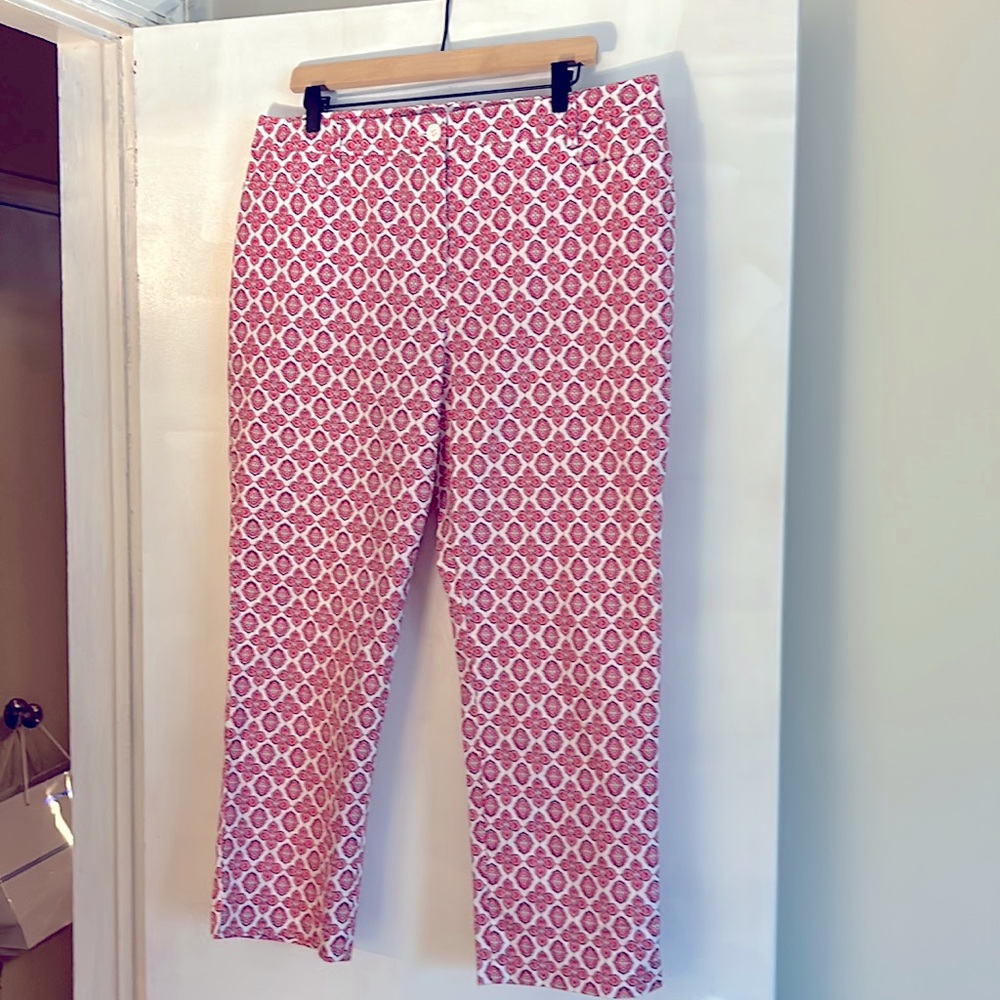 Talbots pink print ankle pants